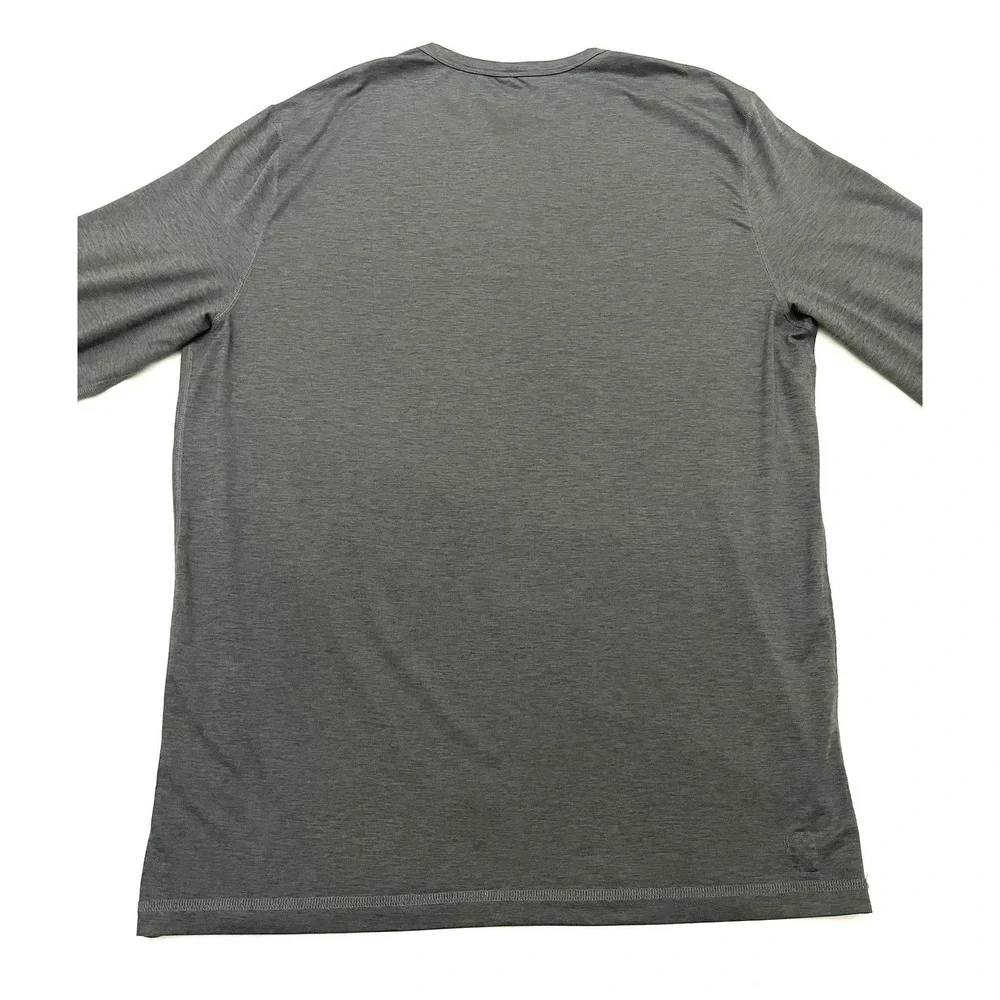 Vuori Long-Sleeve Ease Performance Henley Large Heather Gray Stretch Wicking